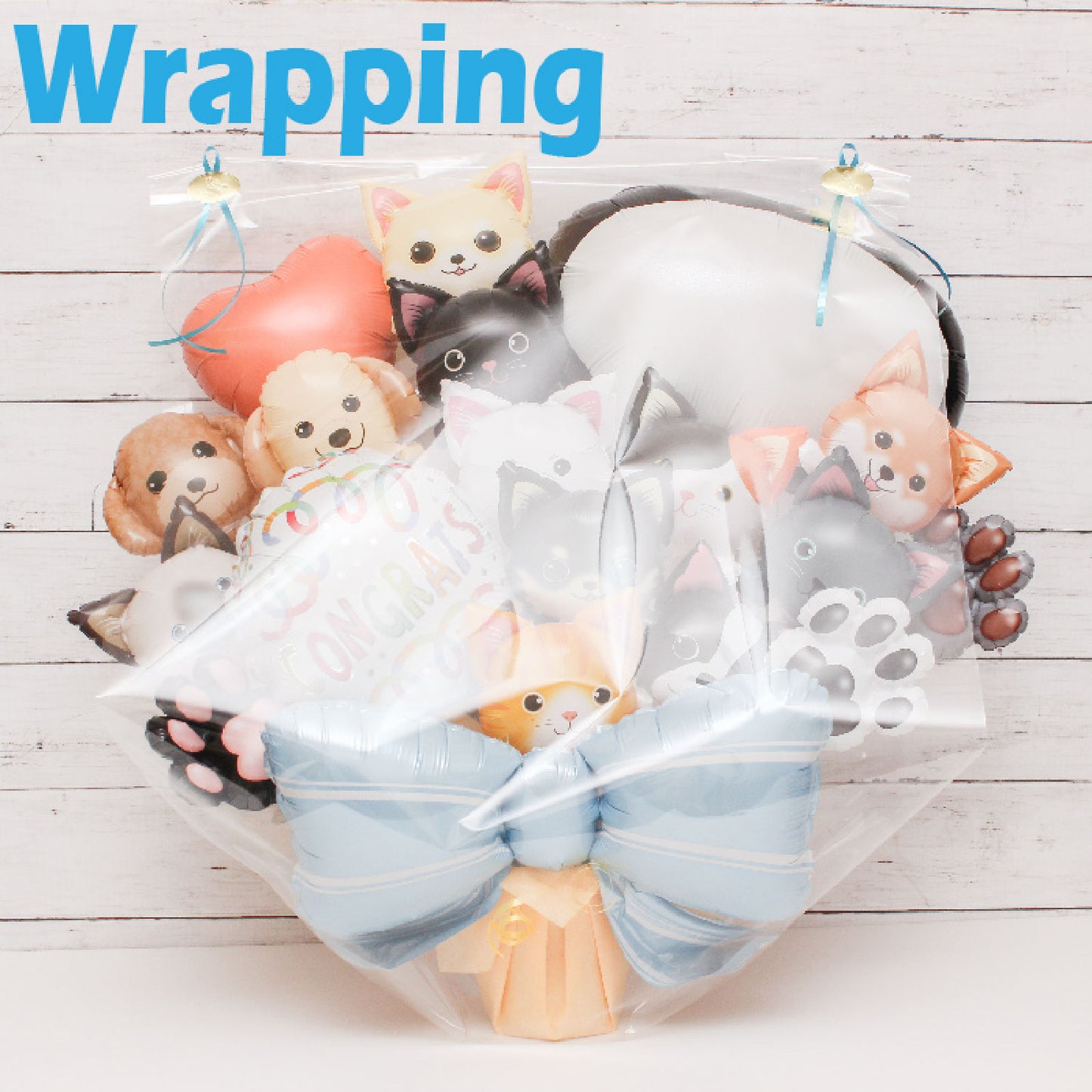 可愛いワンコとニャンコのバルーンアレンジです!ペットサロンの開店や周年におすすめです! pet1614