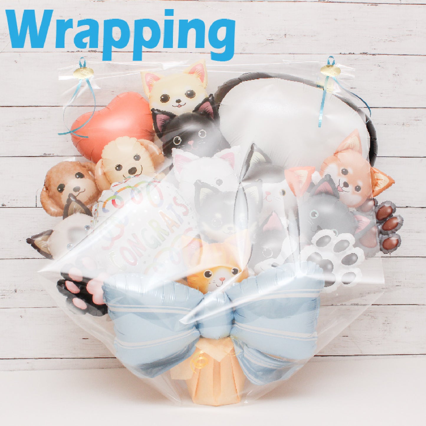 可愛いワンコとニャンコのバルーンアレンジです!ペットサロンの開店や周年におすすめです! pet1212