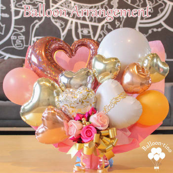 ピンクで大人っぽいバルーンアレンジ♪結婚式や誕生日開店祝いに大人気のアレンジです pnkgold1218